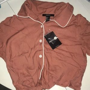 Coral button up collared shirt